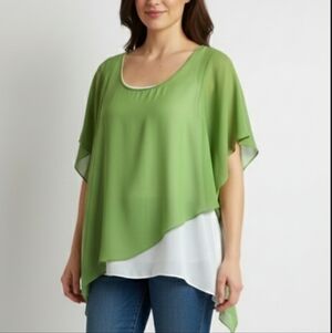 Allison Sheri asymeteical Top Size Large Sheer